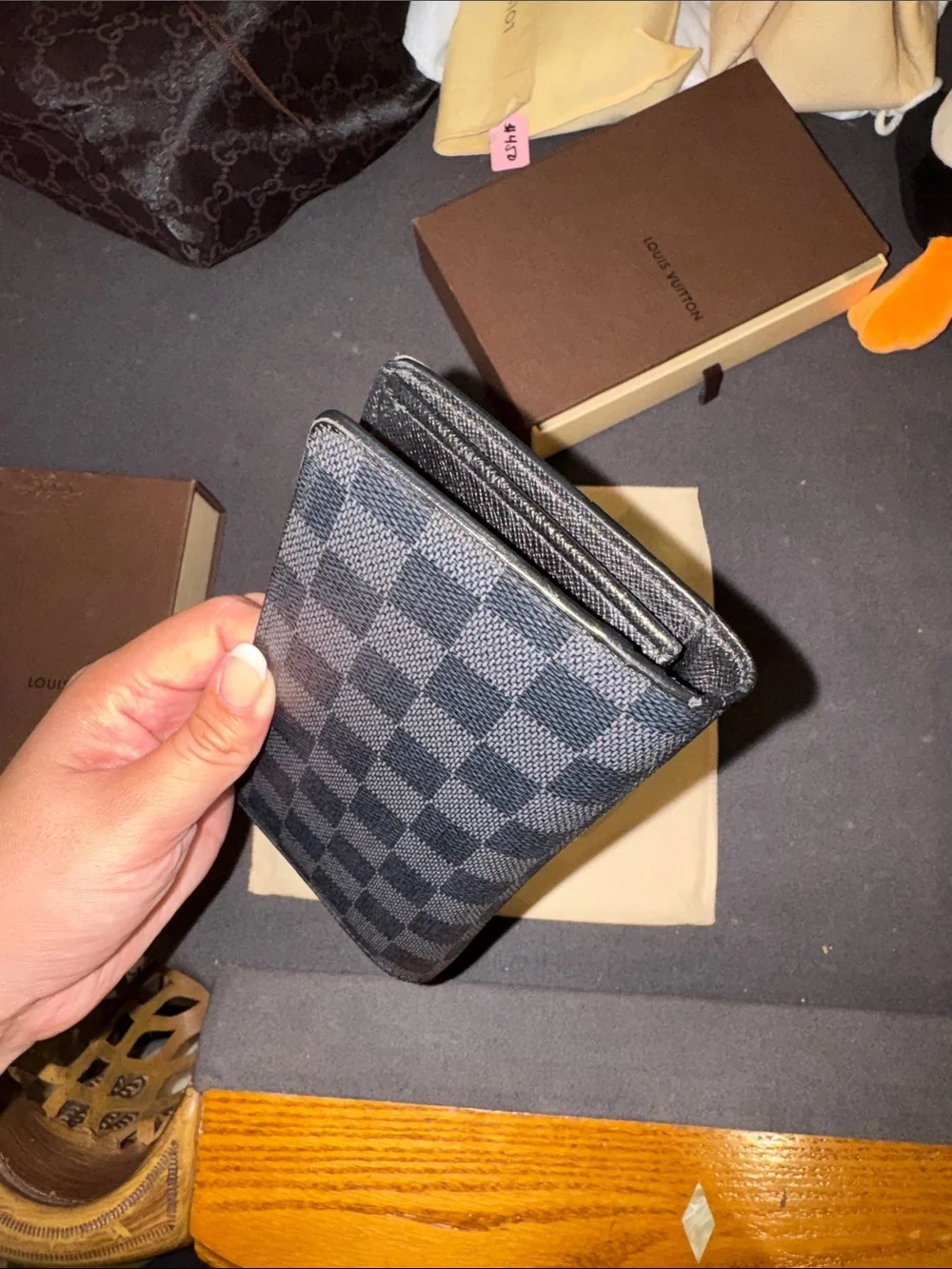 Louis Vuitton Black Textured Long Wallet